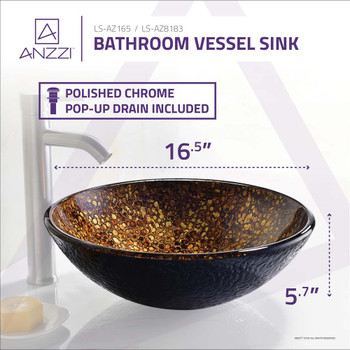 ANZZI Stellar Series Deco-Glass Vessel Sink in Idol Gold