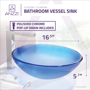 ANZZI Stellar Series Deco-Glass Vessel Sink in Caribbean Shore