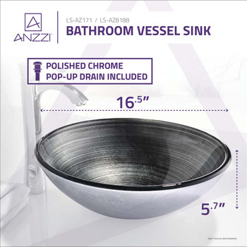 ANZZI Stellar Series Deco-Glass Vessel Sink in Precious Storm