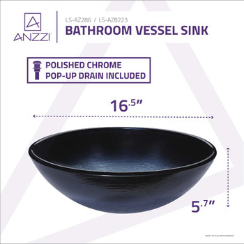 ANZZI Posh Series Deco-Glass Vessel Sink in Brushed Dusk