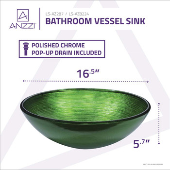 ANZZI Posh Series Deco-Glass Vessel Sink in Brushed Green
