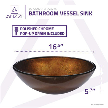 ANZZI Posh Series Deco-Glass Vessel Sink in Amber Gold