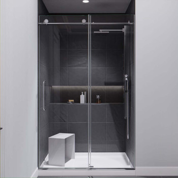 ANZZI Madam Series 48 in. by 76 in. Frameless Sliding Shower Door in Chrome with Handle - SD-AZ13-01CH