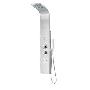 ANZZI Anchorage 60 in. Full Body Shower Panel with Heavy Rain Shower and Spray Wand in Brushed Steel