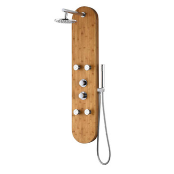 ANZZI Crane 52 in. Full Body Shower Panel with Heavy Rain Shower and Spray Wand in Natural Bamboo