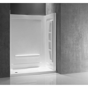 ANZZI Forum 60 in. x 36 in. x 74 in. 3-piece Direct-to-Stud Alcove Shower Surround in White