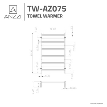 ANZZI Bali Series 10-Bar Stainless Steel Wall Mounted Towel Warmer in Brushed Nickel