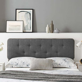 MODWAY Collins Tufted Full Fabric and Wood Headboard MOD-6233 Gray Charcoal