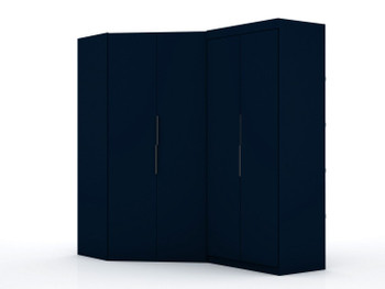 Manhattan Comfort 117GMC4 Mulberry 3.0 Sectional Modern Corner Wardrobe Closet with 2 Drawers - Set of 2 in Tatiana Midnight Blue