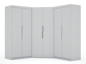 Manhattan Comfort 119GMC1 Mulberry 3.0 Sectional Modern Wardrobe Corner Closet with 4 Drawers - Set of 3 in White