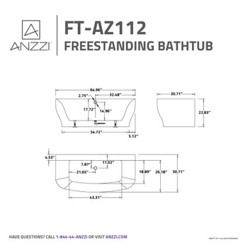 Bank Series 5.41 ft. Freestanding Bathtub in White