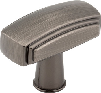 Jeffrey Alexander 1-9/16" Overall Length Brushed Pewter Rectangle Delgado Cabinet Knob 519BNBDL