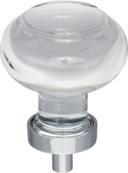 Jeffrey Alexander 1-7/16" Diameter Polished Chrome Button Glass Harlow Cabinet Knob G120PC