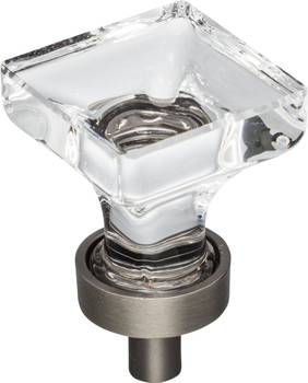 Jeffrey Alexander 1" Overall Length Brushed Pewter Square Glass Harlow Cabinet Knob G140BNBDL