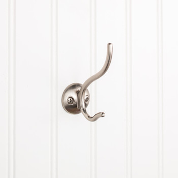 Elements 3-13/16" Satin Nickel Slender Contemporary Double Prong Wall Mounted Hook YD30-381SN