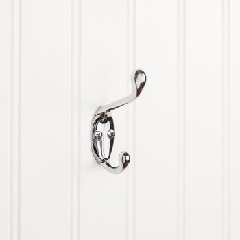 Elements 3-3/8" Polished Chrome Small Transitional Double Prong Wall Mounted Hook YD40-337PC