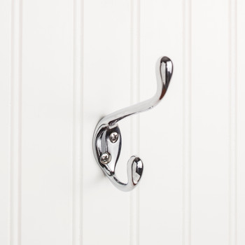 Elements 4-1/2" Polished Chrome Large Transitional Double Prong Wall Mounted Hook YD40-450PC