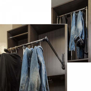 Hardware Resources Chrome Heavy-Duty 45 Pound Capacity Expandable Wardrobe Lift for 33" - 48" Openings 1532