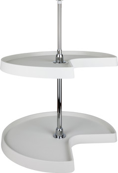 Hardware Resources 24" Kidney Two-Shelf Plastic Lazy Susan Set with Chrome Hubs PLSMK24