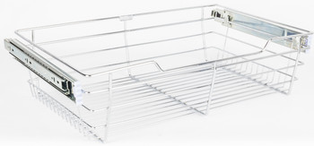 Hardware Resources Chrome Closet Pullout Basket with Slides 16"D x 29"W x 6"H POB1-16296CH