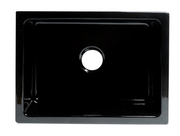 ALFI brand AB2418HS-BG 24" Black Gloss Reversible Smooth / Fluted Single Bowl Fireclay Farm Sink