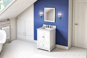 Jeffrey Alexander 24" White Addington Vanity, White Carrara Marble Vanity Top, undermount rectangle bowl VKITADD24WHWCR