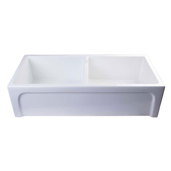 ALFI brand AB3918ARCH-W  39" White Arched Apron Thick Wall Fireclay Double Bowl Farm Sink