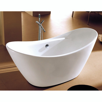 ALFI brand AB8803 68 inch White Oval Acrylic Free Standing Soaking Bathtub