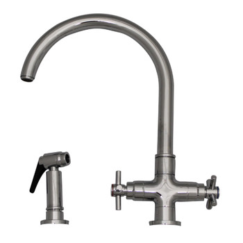Whitehaus Modern Goose Neck Kitchen Faucet with Side Spray in CHROME, 3-03954CH85-C
