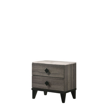 ACME Avantika Nightstand, Faux Marble & Rustic Gray Oak