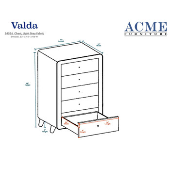 ACME Valda Chest, Light Gray Fabric