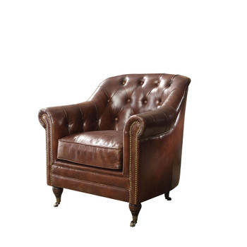 ACME 53627 Aberdeen Chair, Vintage Dark Brown Top Grain Leather