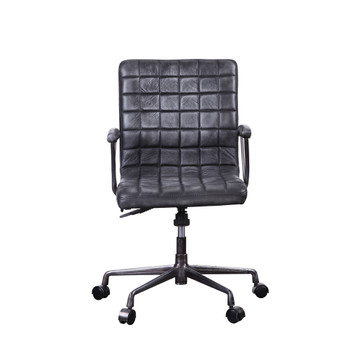 ACME 92557 Barack Executive Office Chair, Vintage Black Top Grain Leather & Aluminum
