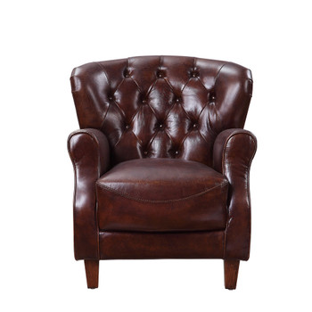 ACME 59830 Brancaster Vintage Brown & Aluminum Accent Chair