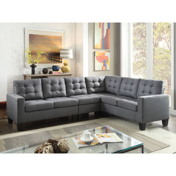 ACME 52760 Earsom Sectional Sofa, Gray Linen (1Set/2Ctn)
