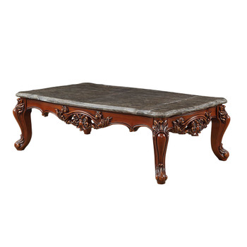 ACME 83065 Eustoma Coffee Table, Marble & Walnut