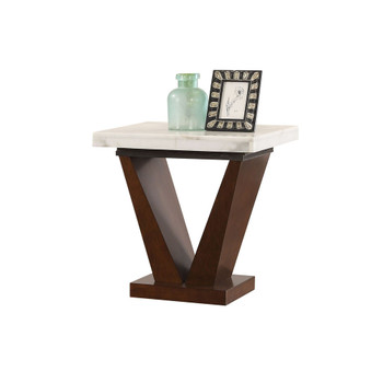 ACME 83337 Forbes End Table, White Marble & Walnut