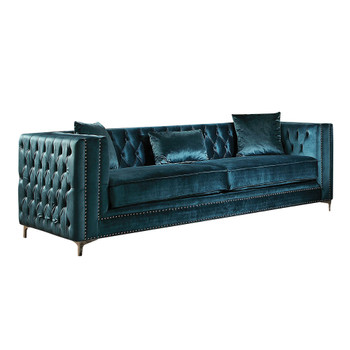 ACME 52790 Gillian Sofa w/3 Pillows, Dark Teal Velvet