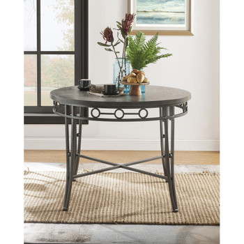 ACME 73185 Landis Dining Table, Oak & Gunmetal