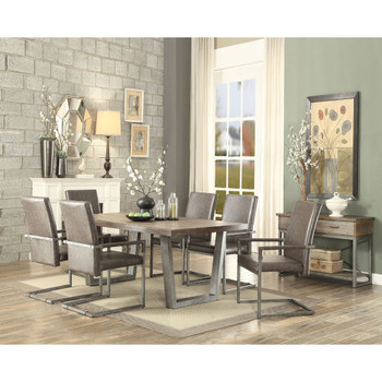 ACME 73110 Lazarus Dining Table, Weathered Oak & Antique Silver (1Set/2Ctn)