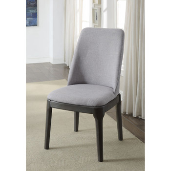 ACME 73172 Madan Side Chair (Set-2), Light Gray Linen & Gray Oak