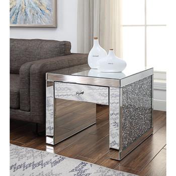 ACME 81477 Noralie End Table, Mirrored & Faux Diamonds