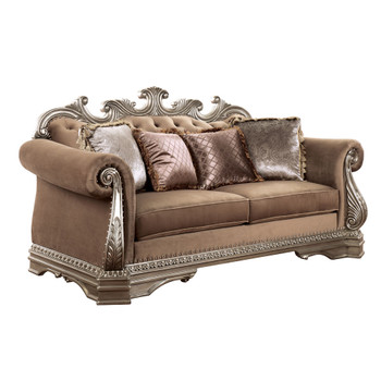 ACME 56931 Northville Loveseat w/4 Pillows, Velvet & Antique Silver