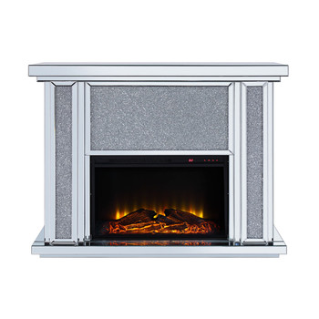 ACME 90457 Nowles Fireplace, Mirrored & Faux Stones