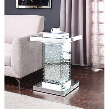 ACME 81412 Nysa End Table, Mirrored & Faux Crystals