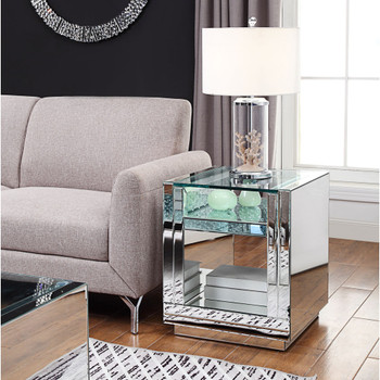 ACME 81472 Nysa End Table, Mirrored & Faux Crystals