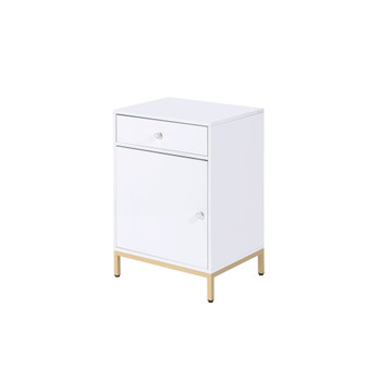 ACME 92543 Ottey Cabinet, White High Gloss & Gold