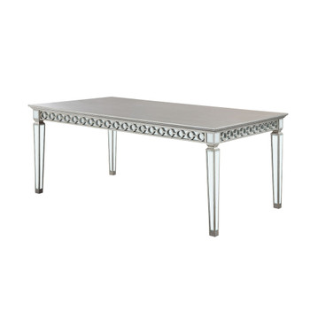 ACME 66160 Varian Dining Table (90"L), Mirrored & Antique Platinum