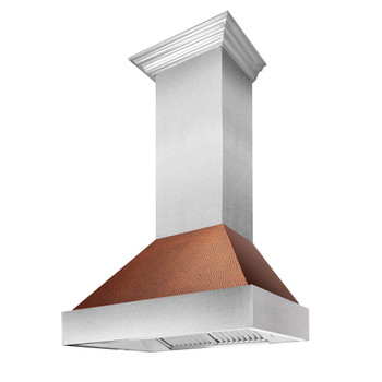 ZLINE 8654HH DuraSnow Stainless Steel Range Hood with Hand-Hammered Copper Shell