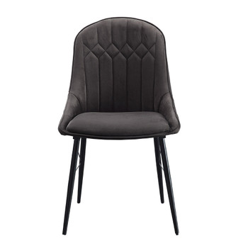 ACME Abraham Side Chair, Gray Fabric & Black Finish